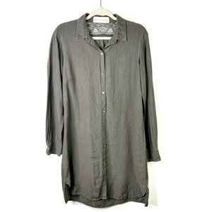 Graham & Spencer Button Front Linen Shirt Dress Long Sleeve Olive Green SIZE M